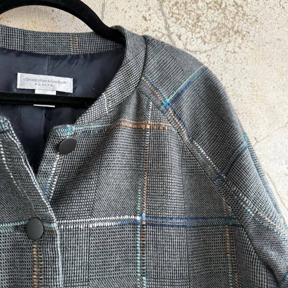Vtg Plaid Utility Jacket Boxy Crop Fit Womens Petite L Modern Heritage Shacket - Picture 2 of 10